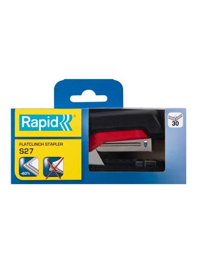 Grapadora rapid s27 fullstrip plastico capacidad de grapado 30 hojas usa grapas 24/6 y 26/6 color negro/rojo