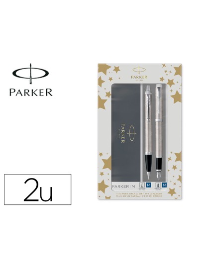 Juego parker im essential acero ct boligrafo + pluma
