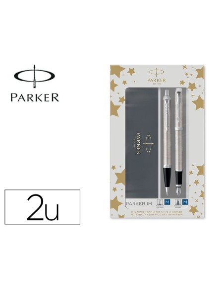 Juego parker im essential acero ct boligrafo + pluma