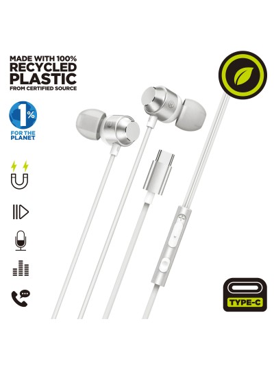 Auriculares magneticos muvit m32 usb tipo c blanco