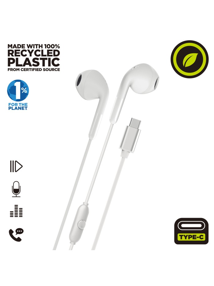 Auriculares muvit e58 usb tipo c blanco Auriculares muvit e58 usb tipo c blanco