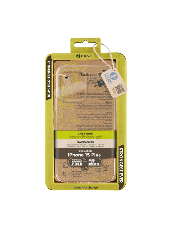 Funda muvit recycletek para apple iphone 15 plus transparente Funda muvit recycletek para apple iphone 15 plus transparente