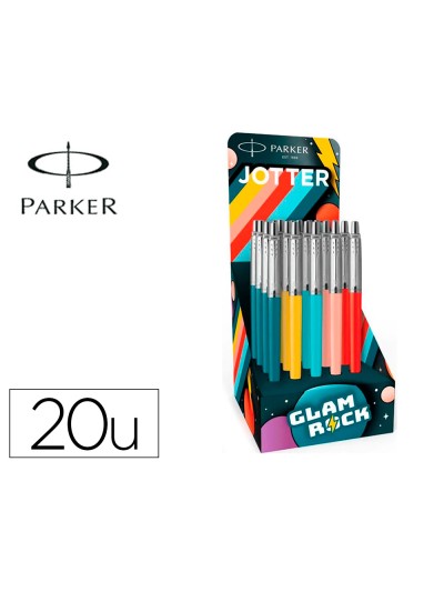 Boligrafo parker jotter originals glam rock transit expositor de 20 unidades colores surtidos