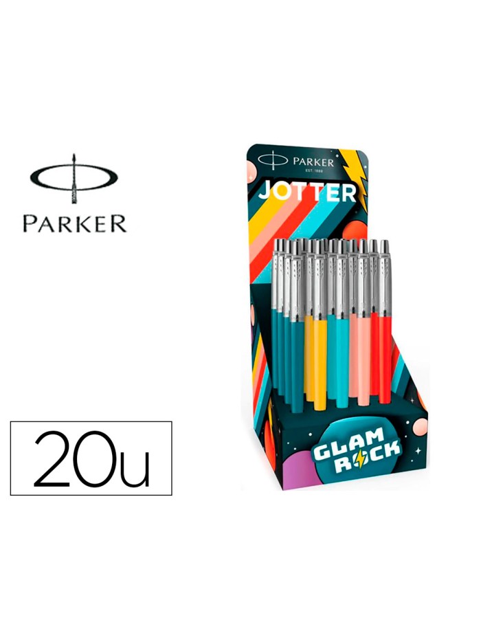 Boligrafo parker jotter originals glam rock transit expositor de 20 unidades colores surtidos Boligrafo parker jotter originals glam rock transit expositor de 20 unidades colores surtidos