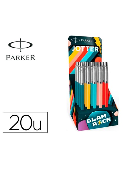 Boligrafo parker jotter originals glam rock transit expositor de 20 unidades colores surtidos