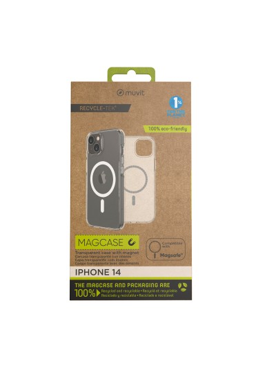 Funda muvit recycletek magsafe para apple iphone 14 transparente