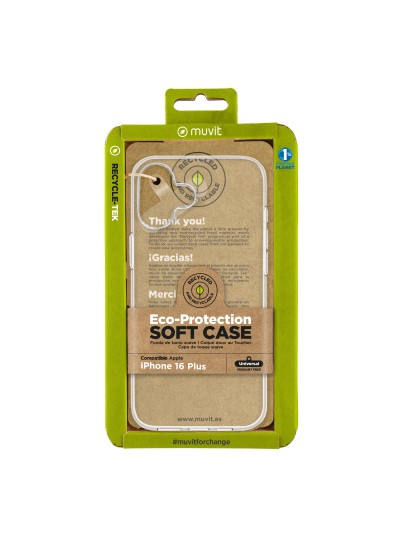 Funda muvit recycletek para apple iphone 16 plus transparente