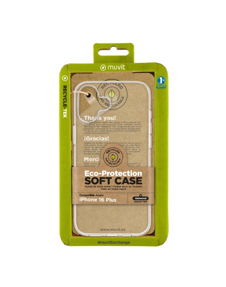 Funda muvit recycletek para apple iphone 16 plus transparente