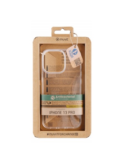 Funda muvit recycletek para apple iphone 13 pro antibacterias transparente