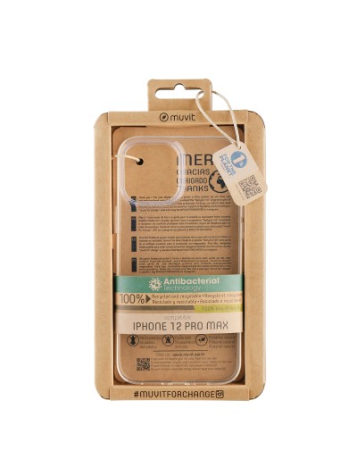 Funda muvit recycletek antibacteriana para apple iphone 12 pro max transparente