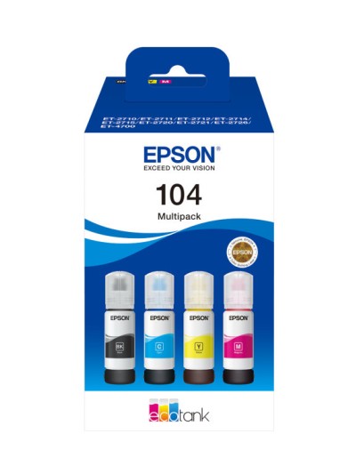 Multipack botellas epson ecotank 104 negro cian magenta amarillo