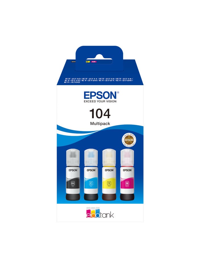 Multipack botellas epson ecotank 104 negro cian magenta amarillo Multipack botellas epson ecotank 104 negro cian magenta amarillo