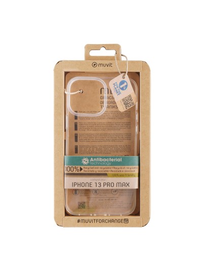 Funda muvit recycletek para apple iphone 13 pro max antibacterias transparente