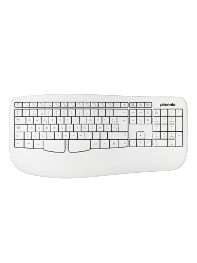 Phoenix k201 teclado ergonómico inalámbrico 2.4ghz blanco