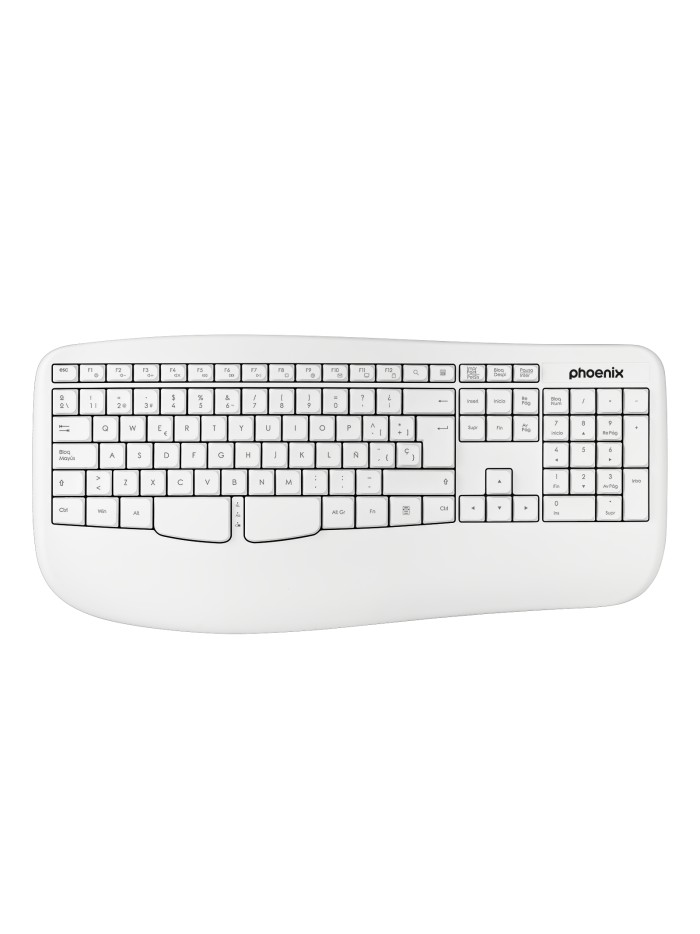 Phoenix k201 teclado ergonómico inalámbrico 2.4ghz blanco Phoenix k201 teclado ergonómico inalámbrico 2.4ghz blanco