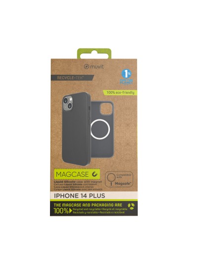 Funda muvit recycletek liquid silicone magsafe para apple iphone 14 plus negra
