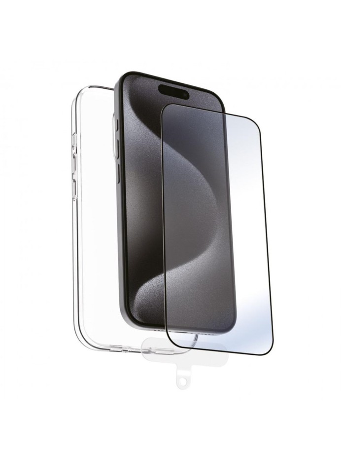 Funda muvit recycletek para apple iphone 16 pro transparente + protector cristal templado marco negro Funda muvit recycletek para apple iphone 16 pro transparente + protector cristal templado marco negro
