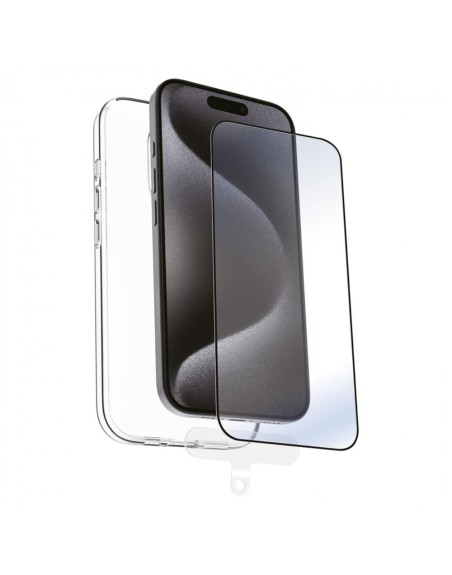 Funda muvit recycletek para apple iphone 16 pro transparente + protector cristal templado marco negro