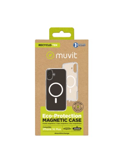 Funda muvit recycletek magsafe para apple iphone 16 plus transparente
