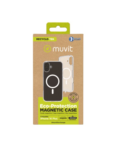 Funda muvit recycletek magsafe para apple iphone 16 plus transparente