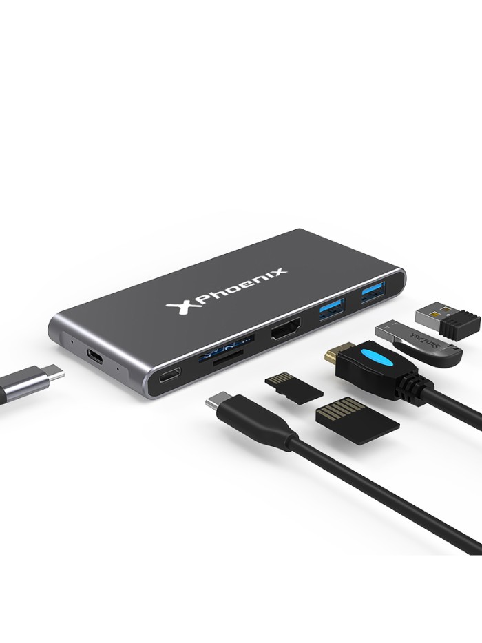 Docking caja externa phoenix para disco m.2 con hub usb tipo c 6 en 1 Docking caja externa phoenix para disco m.2 con hub usb tipo c 6 en 1