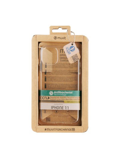 Funda muvit recycletek antibacteriana para apple iphone 11 transparente