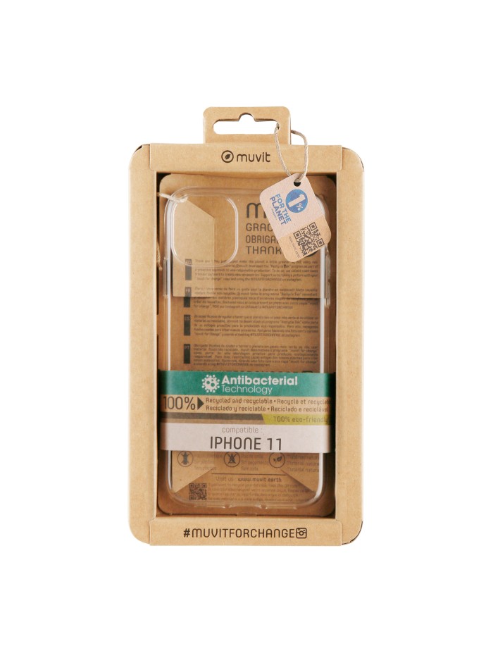 Funda muvit recycletek antibacteriana para apple iphone 11 transparente Funda muvit recycletek antibacteriana para apple iphone 11 transparente