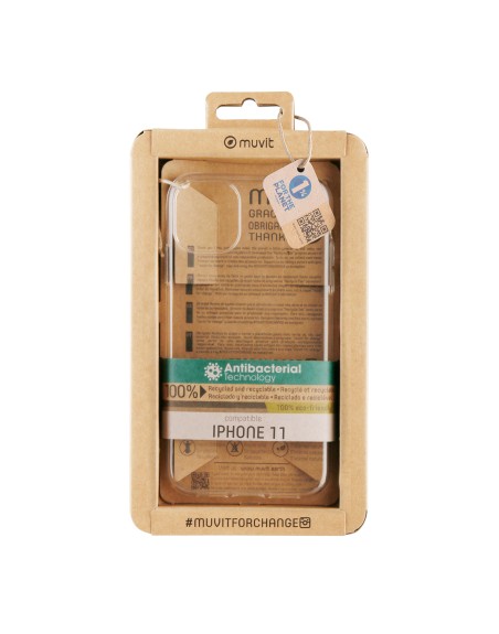Funda muvit recycletek antibacteriana para apple iphone 11 transparente