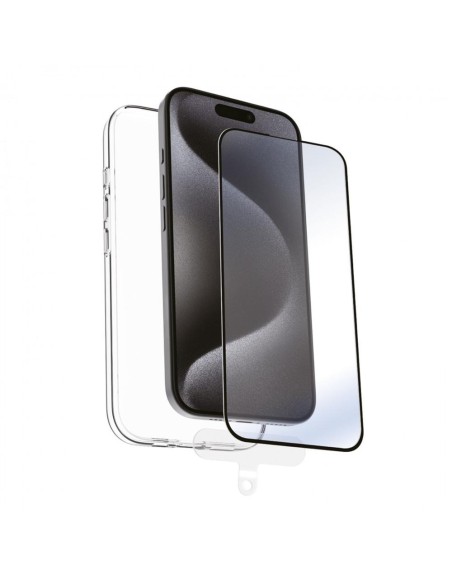 Funda muvit recycletek para apple iphone 16 pro max transparente + protector cristal templado marco negro