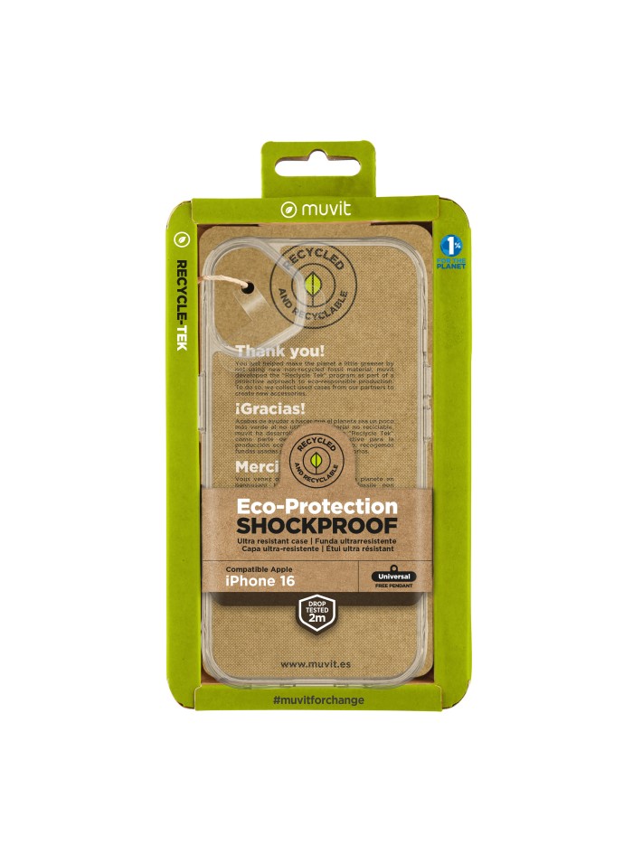 Funda muvit shockproof 2m para apple iphone 16 transparente Funda muvit shockproof 2m para apple iphone 16 transparente