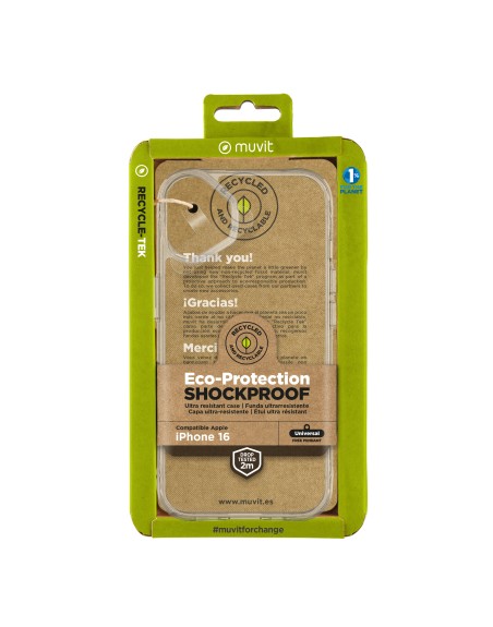 Funda muvit shockproof 2m para apple iphone 16 transparente