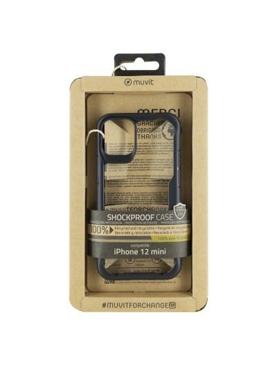 Funda muvit shockproof 2m para apple iphone 12 mini transparente - negra