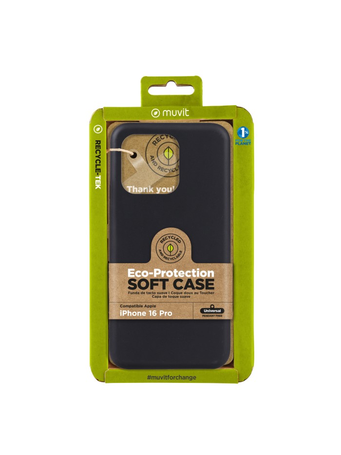 Funda muvit recycletek para apple iphone 16 pro negra Funda muvit recycletek para apple iphone 16 pro negra