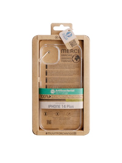 Funda muvit recycletek para apple iphone 14 plus transparente antibacterias