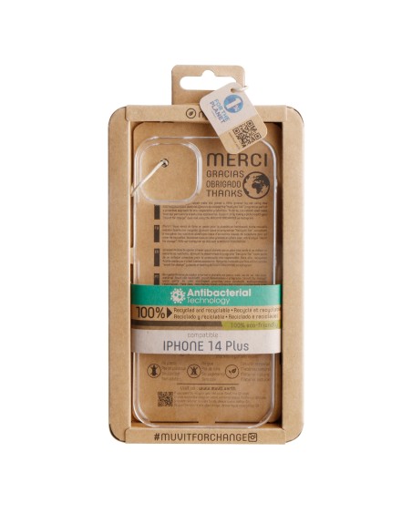 Funda muvit recycletek para apple iphone 14 plus transparente antibacterias