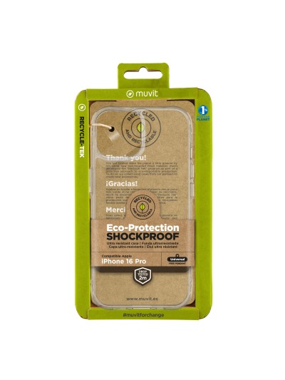 Funda muvit shockproof 2m para apple iphone 16 pro transparente