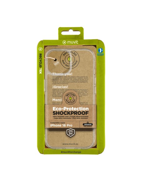 Funda muvit shockproof 2m para apple iphone 16 pro transparente