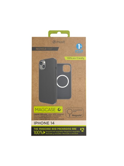Funda muvit recycletek liquid silicone magsafe para apple iphone 14 negra