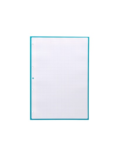 Recambio a4 antartik 80 hojas 90g/m2 cuadro 5mm 4 taladros 1 banda con marco color turquesa