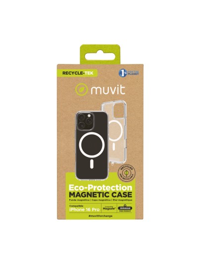 Funda muvit recycletek magsafe para apple iphone 16 pro transparente