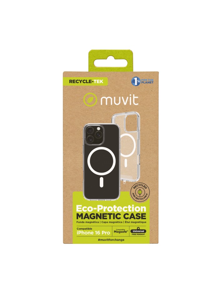 Funda muvit recycletek magsafe para apple iphone 16 pro transparente Funda muvit recycletek magsafe para apple iphone 16 pro transparente