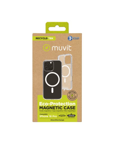 Funda muvit recycletek magsafe para apple iphone 16 pro transparente