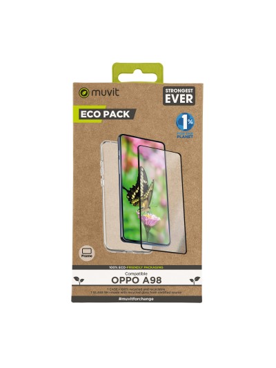 Funda muvit para oppo a98 + protector de pantalla vidrio templado plano marco negro