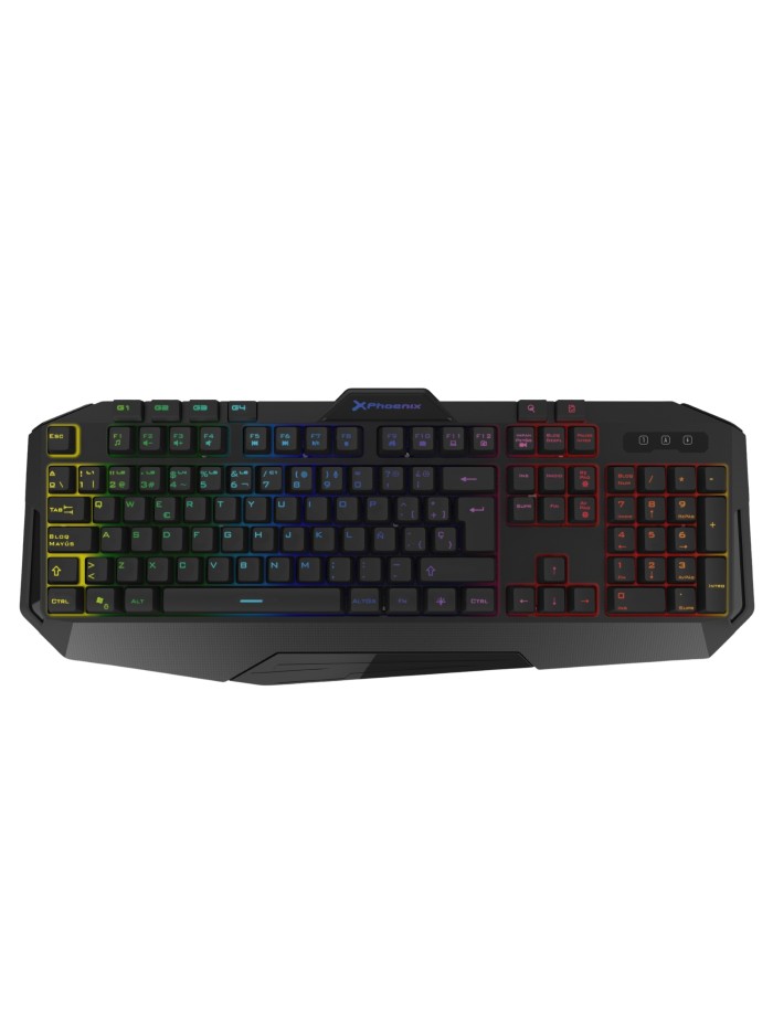 Teclado gaming phoenix con cable luz rgb 9 modos de iluminación 4 botónes macro 12 teclas multimedia Teclado gaming phoenix con cable luz rgb 9 modos de iluminación 4 botónes macro 12 teclas multimedia