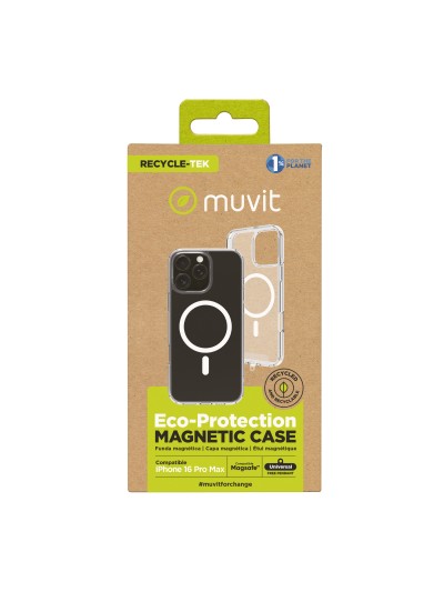 Funda muvit recycletek magsafe para apple iphone 16 pro max transparente
