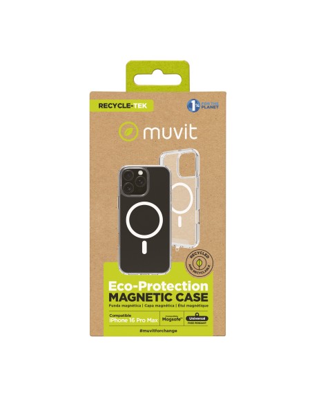 Funda muvit recycletek magsafe para apple iphone 16 pro max transparente