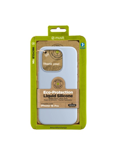 Funda muvit recycletek liquid silicone para apple iphone 16 pro azul cielo