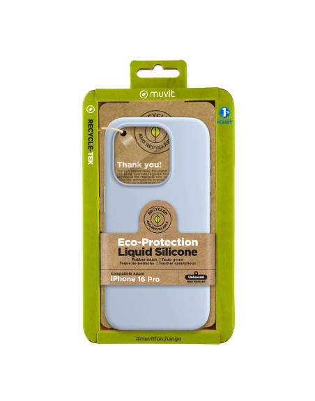 Funda muvit recycletek liquid silicone para apple iphone 16 pro azul cielo