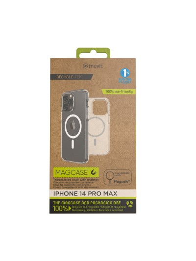 Funda muvit recycletek magsafe para apple iphone 14 pro max transparente