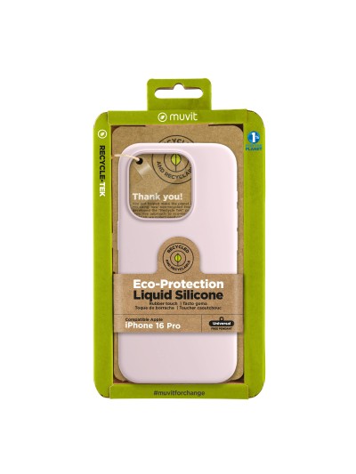 Funda muvit recycletek liquid silicone para apple iphone 16 pro rosa